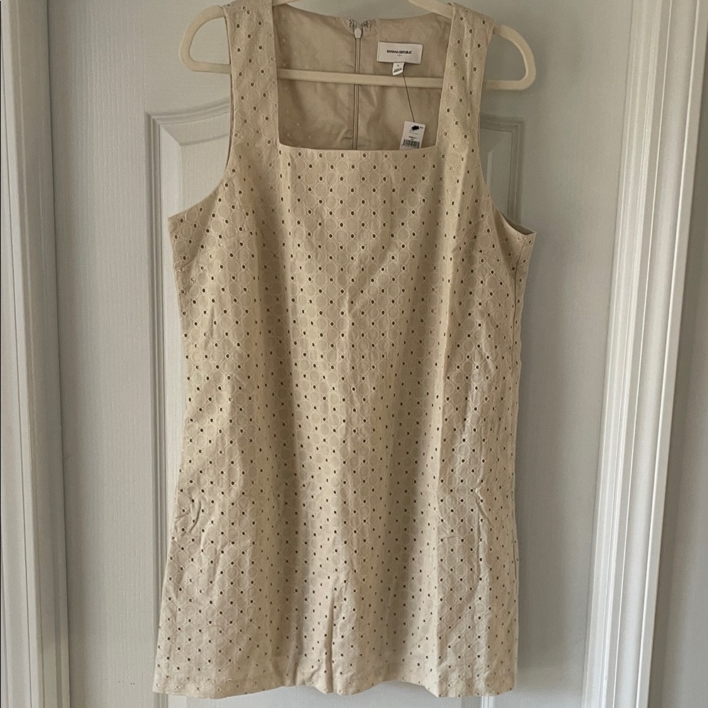 Banana Republic Cream Sleeveless Eyelet Dress